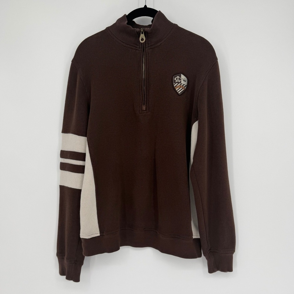 American Classics Russell Simmons Brown Quarter Zip Pullover Crest Sweater S